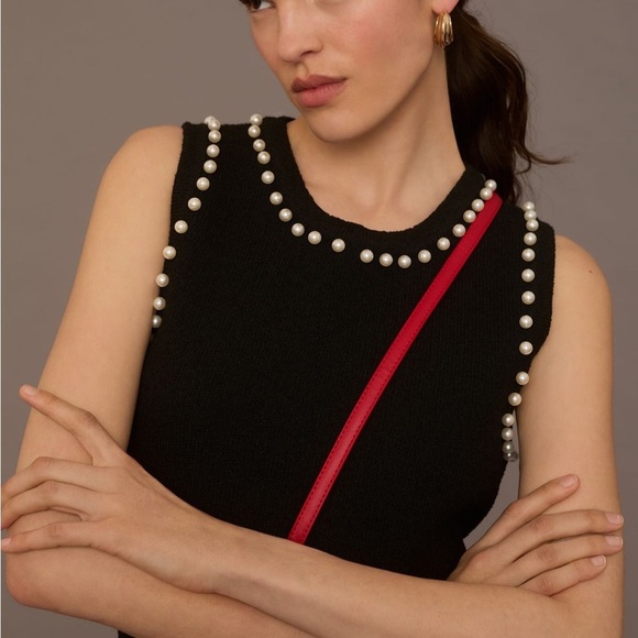 Anthropologie Sweaters - Anthropologie Black Sleeveless Top with Pearl Accents